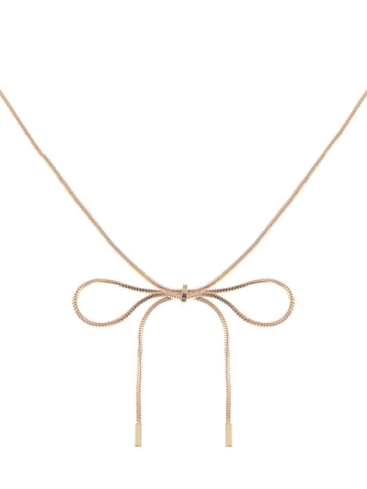 Casual Minimalistic Dainty Ribbon Bow Tie Love Knot Necklace