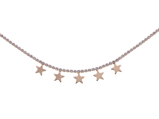 Chain Dangling Star Charms Choker Collar Trendy Necklace