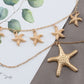 Layered 2 Chains Dangling Textured Starfish Pendant Beach Bride Bib Necklace