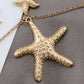 Layered 2 Chains Dangling Textured Starfish Pendant Beach Bride Bib Necklace