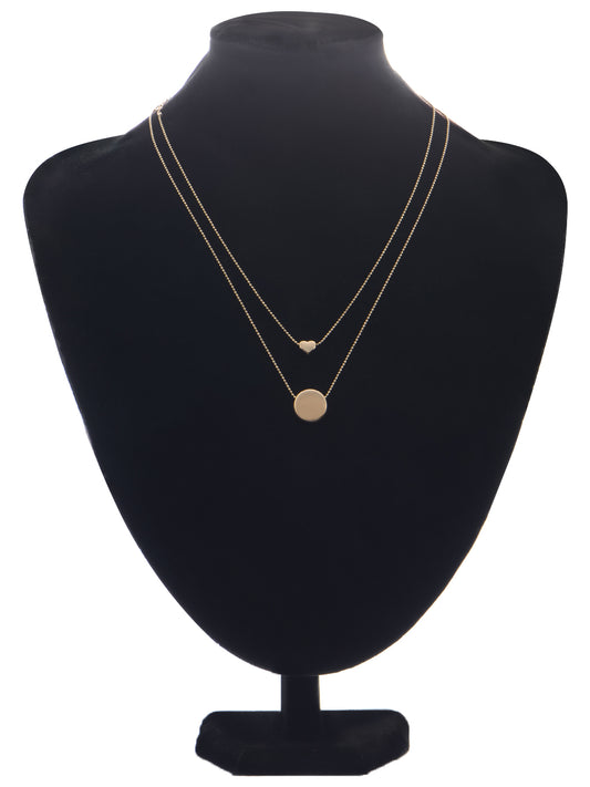 Gold D Dainty Mini Heart Disc Pedant Clavicle Choker Short Layered Ball Chain Necklaces Set