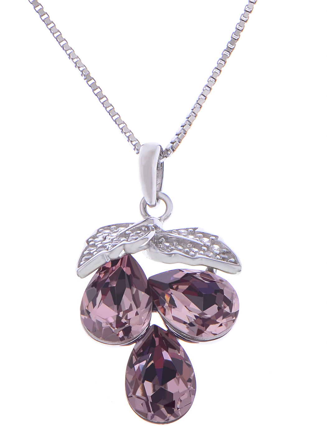 Grape Vine Silver 925 Chain Purple Elements Necklace