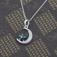 Crescent Moon Star Silver 925 Chain Blue Elements Necklace