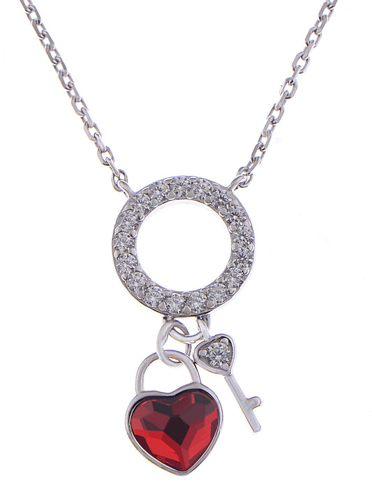 Silver 925 Chain Elements Key To My Heart Pendant Necklace