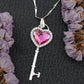 Pink Elements Key To Heart Pendant 925 Silver Chain Necklace Gift