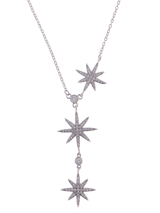 Star Pendant 925 Silver Chain Zircon Statement Necklace