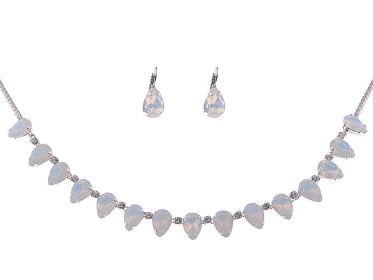 Moons D Teardrop Strand Necklace Drop Earrings Set