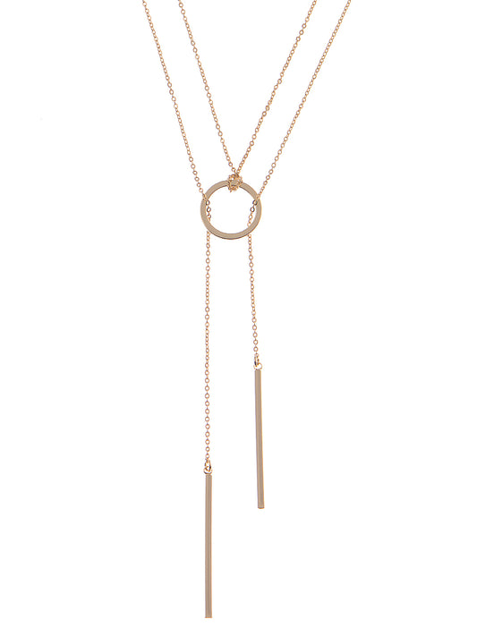 Minimalistic Gold D Moon Circle Ring Bar Pendants Layered Gift Necklace