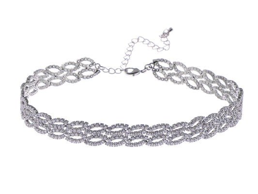 Silver D Link Chain Choker Necklace Bridal Gift