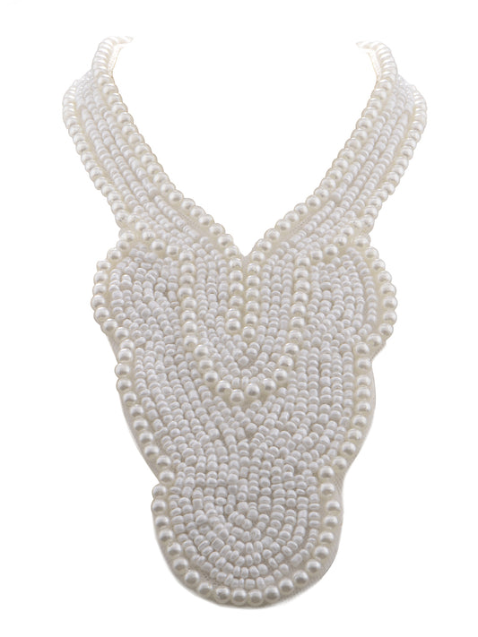 Faux Pearls Bib Collar Statement Necklace