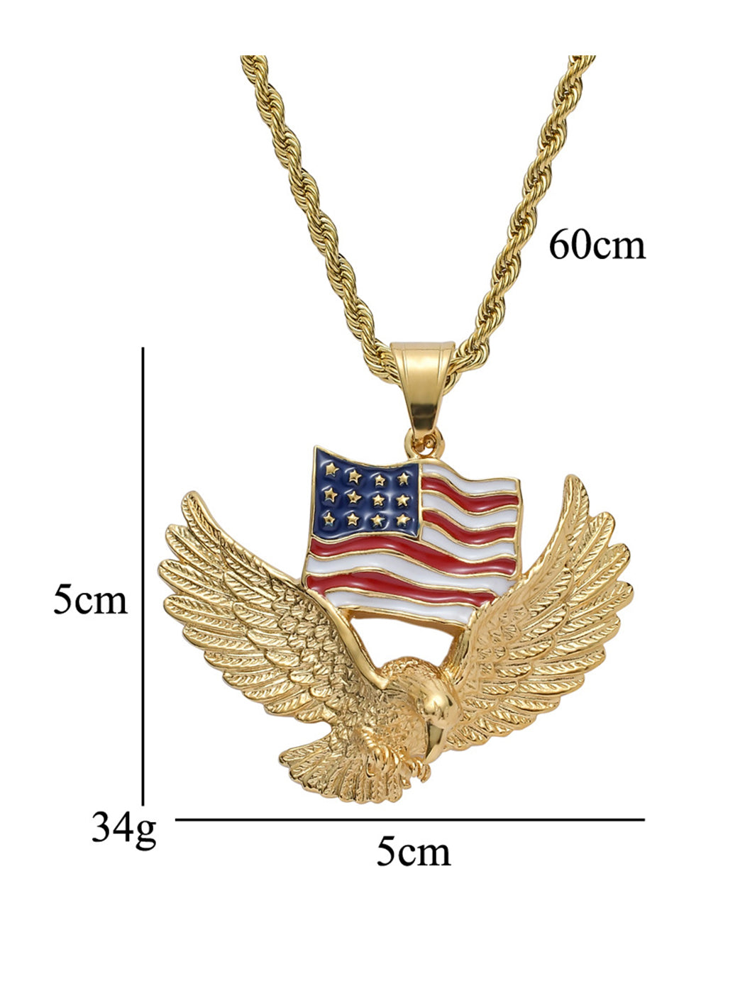 American Flag Eagle Pendant Patriotic Ornament Necklace