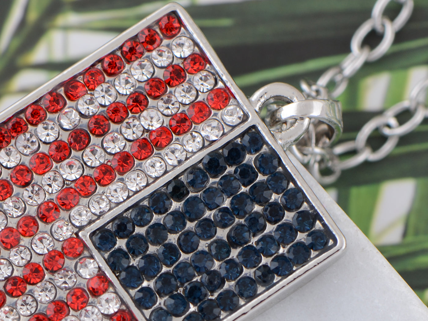 Alilang American Flag Jewelry Red Blue Crystal Rhinestones Necklace Pendant