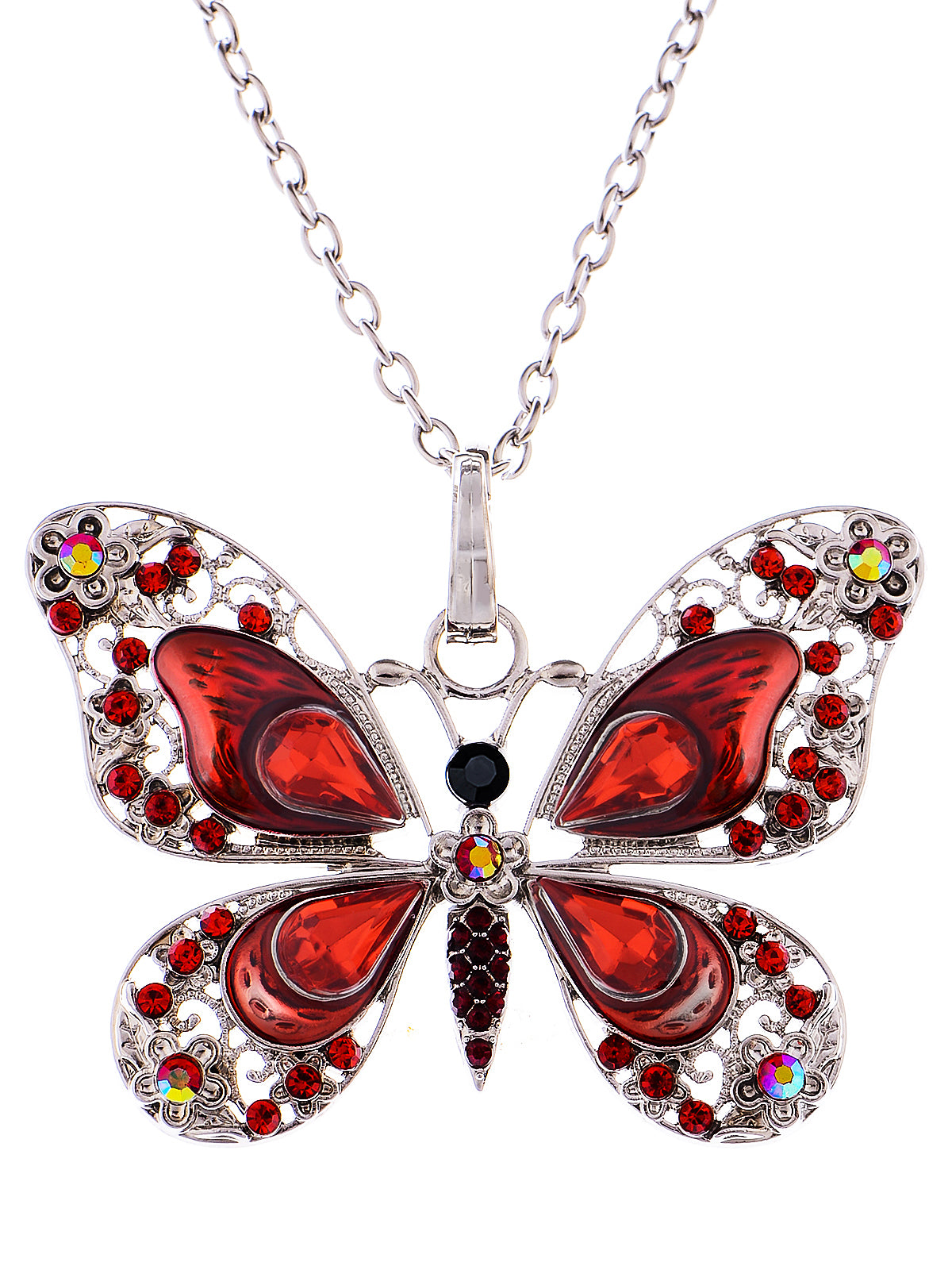 Alilang Animal Cute Empress Monarch Winged Butterfly Crystal Rhinestone Pendant Necklace