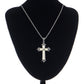Alilang Vintage Inspired Silvery Tone Abalone Shell Religious Cross Pendant Necklace