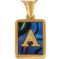 Alilang Initial Letters Pendant Necklace Mens Womens Abalone Shell Golden Tone Titanium Steel Square Capital Letter Necklaces