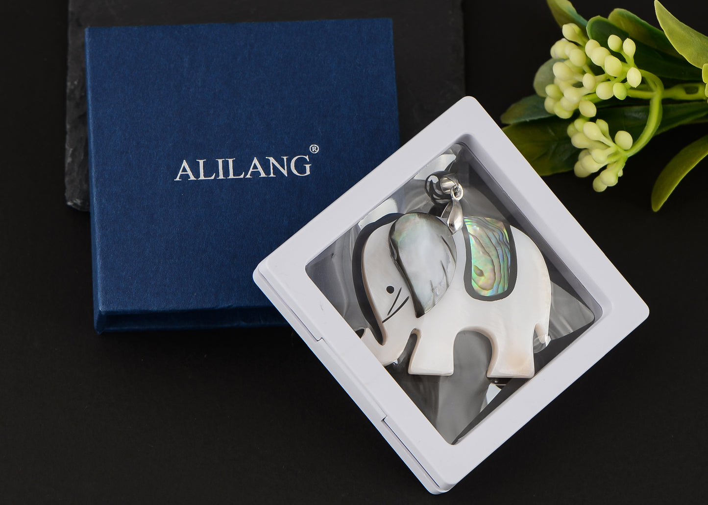 Alilang Silvery Tone Abalone Shell Animal Pendant Necklace for Women Christmas Birthday Mothers Day Gifts