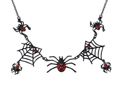 Alilang Halloween Tarantula Spider Web Pendant Necklace Lightweight Jewelry for Women Boys Girls Dangling Spiders Statement Punk Gothic
