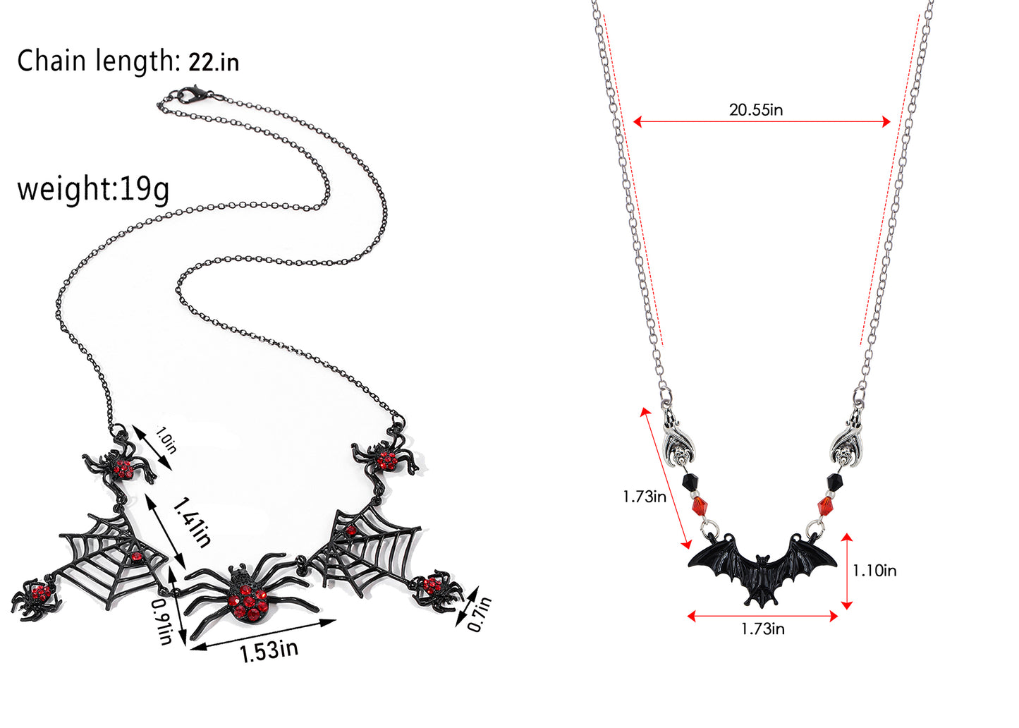 Alilang Halloween Tarantula Spider Web Pendant Necklace Lightweight Jewelry for Women Boys Girls Dangling Spiders Statement Punk Gothic