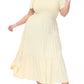 Anna-Kaci Women's Plus Size Casual Round Neck Flutter Short Sleeve Elastic Waist Smocked Tiered Maxi Dress