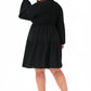 Anna-Kaci Women's Plus Size Tunic Dress V Neck Long Sleeve Smocked Casual Loose Flowy Swing Shift Dresses