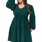 Anna-Kaci Women's Plus Size Tunic Dress V Neck Long Sleeve Smocked Casual Loose Flowy Swing Shift Dresses