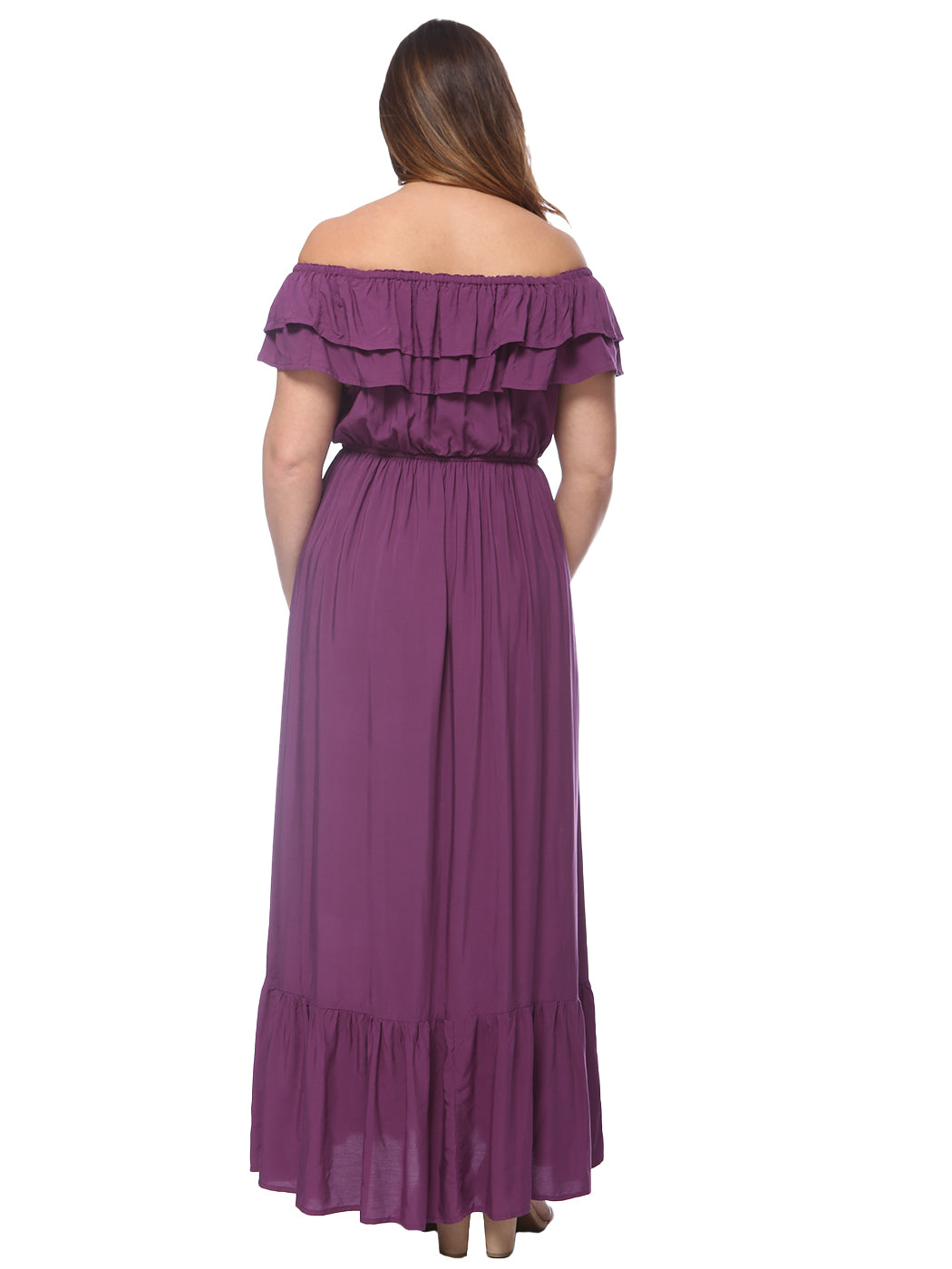 Off Shoulder Ruffle Empire Maxi Dress