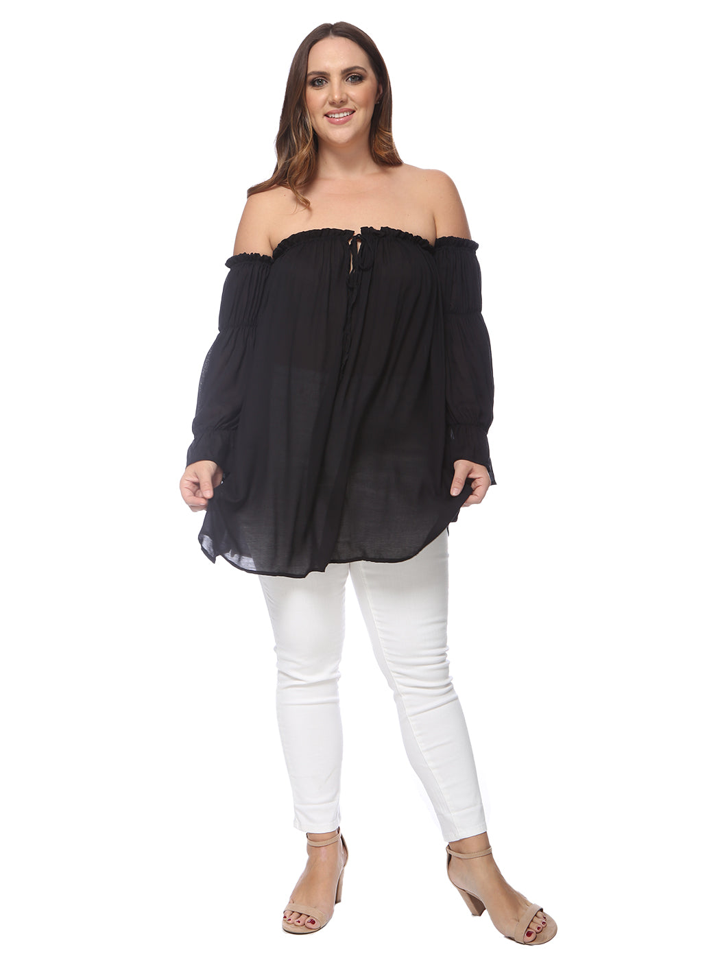 Plus Size Cold Shoulder Peasant Top