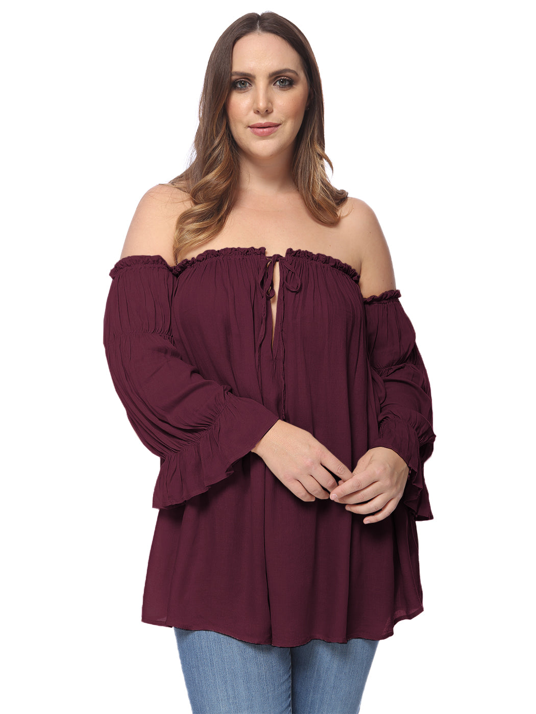 Plus Size Cold Shoulder Peasant Top