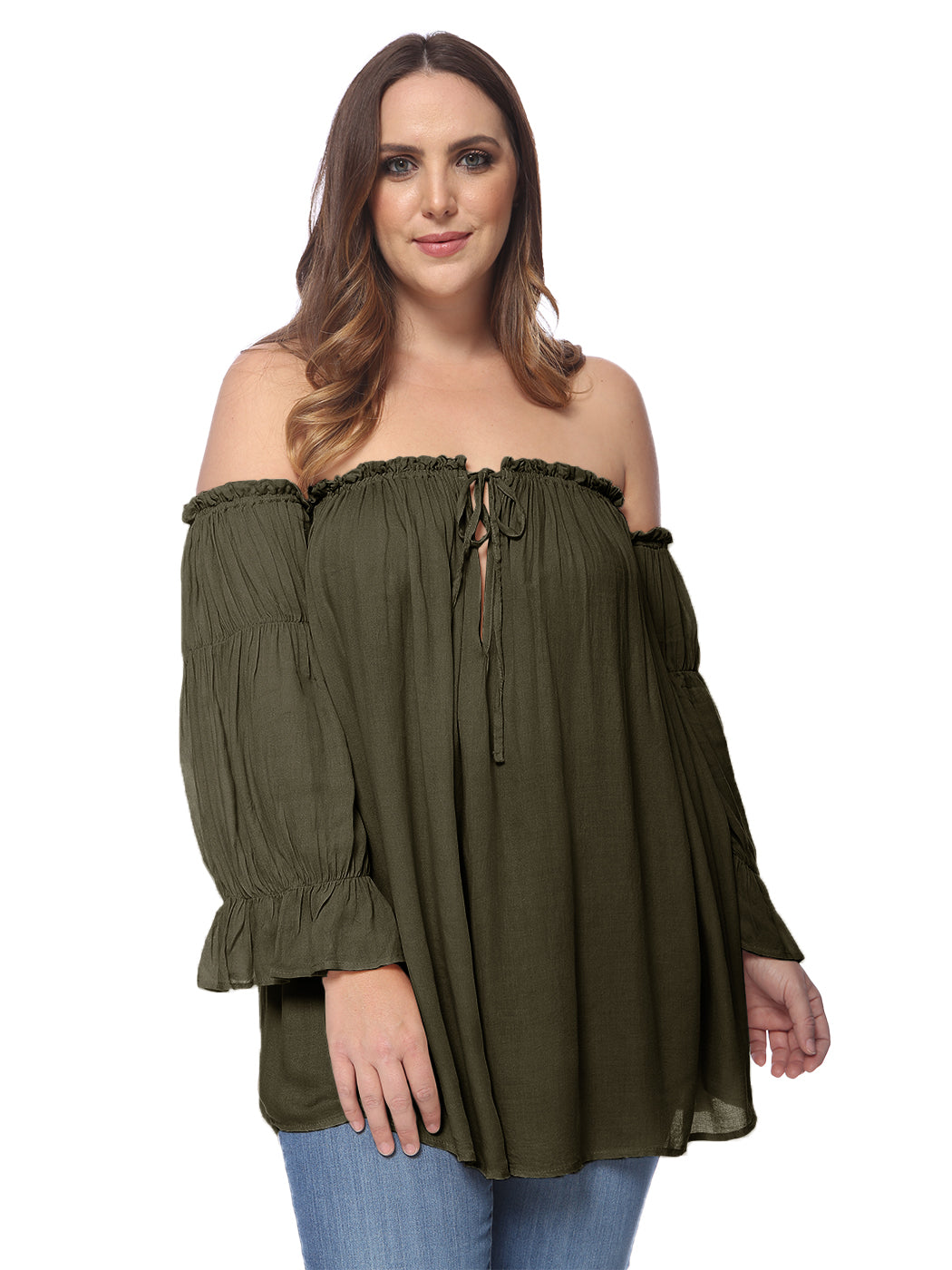 Plus Size Cold Shoulder Peasant Top