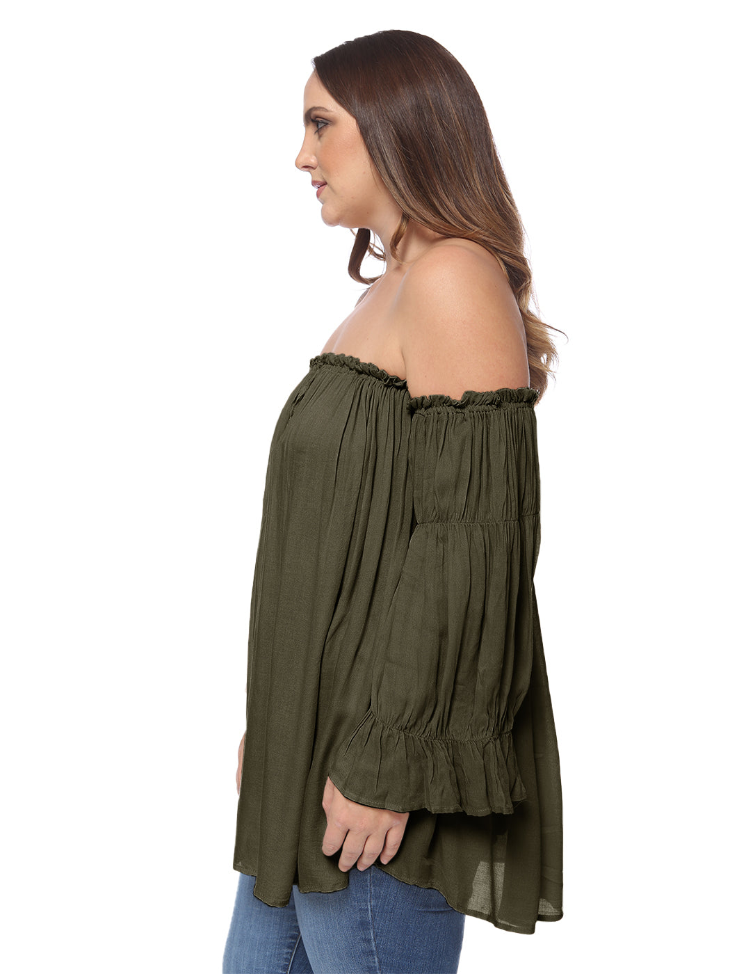 Plus Size Cold Shoulder Peasant Top