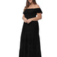 Plus Size Off Shoulder Lace Boho Maxi Dress