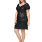 Plus Size Glitter Ruched Sleeve Cocktail Dress