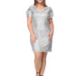 Plus Size Glitter Ruched Sleeve Cocktail Dress