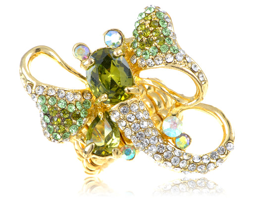 Dragonfly Zircon Peridot Wings Ring Size 6 7 8 9