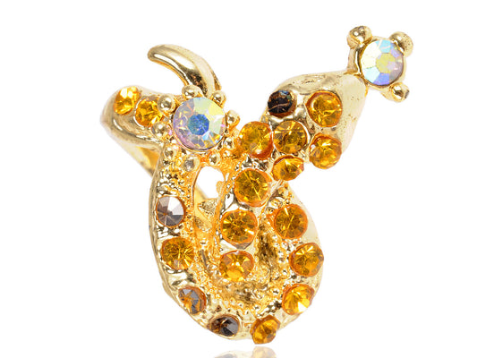 Topaz And Aurora Borealis Snake Sized Ring