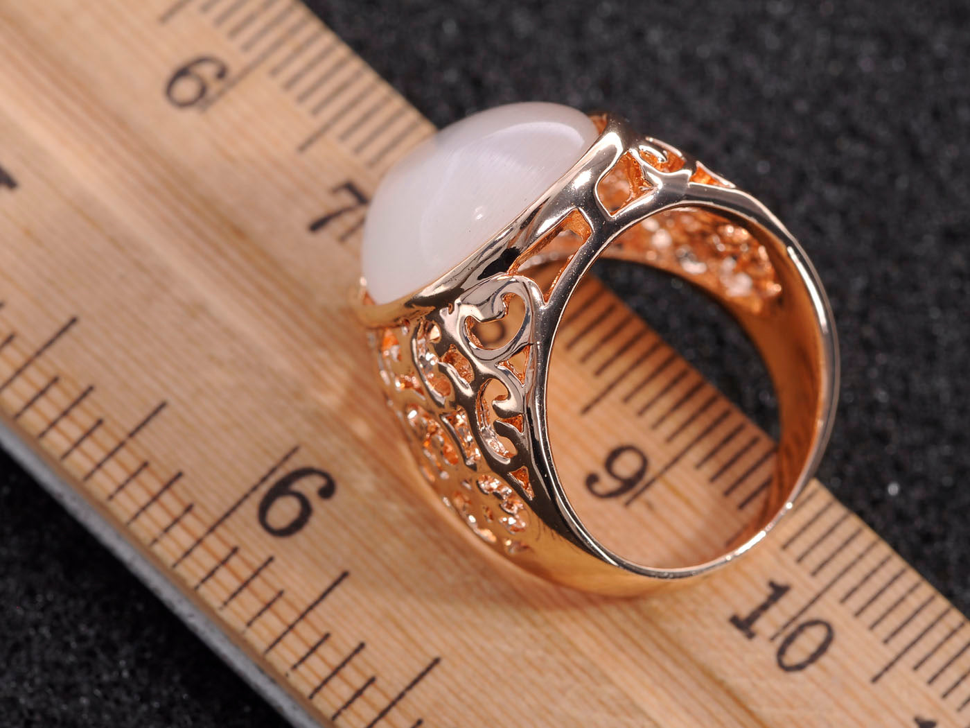 Oval Face Opal Like Cutout Sized Ring