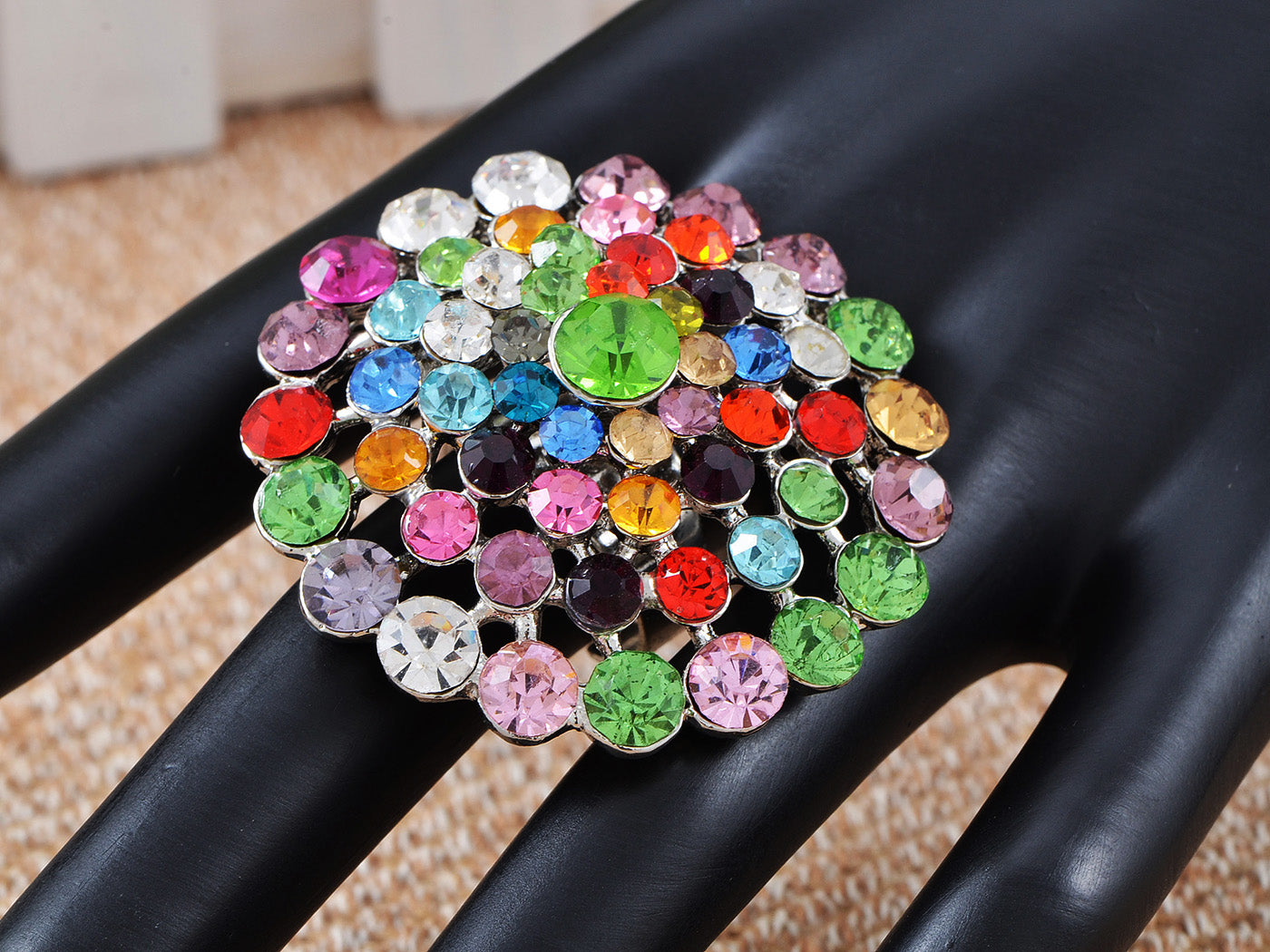 Stunning Round Multicolor Floral Jewelry Ring
