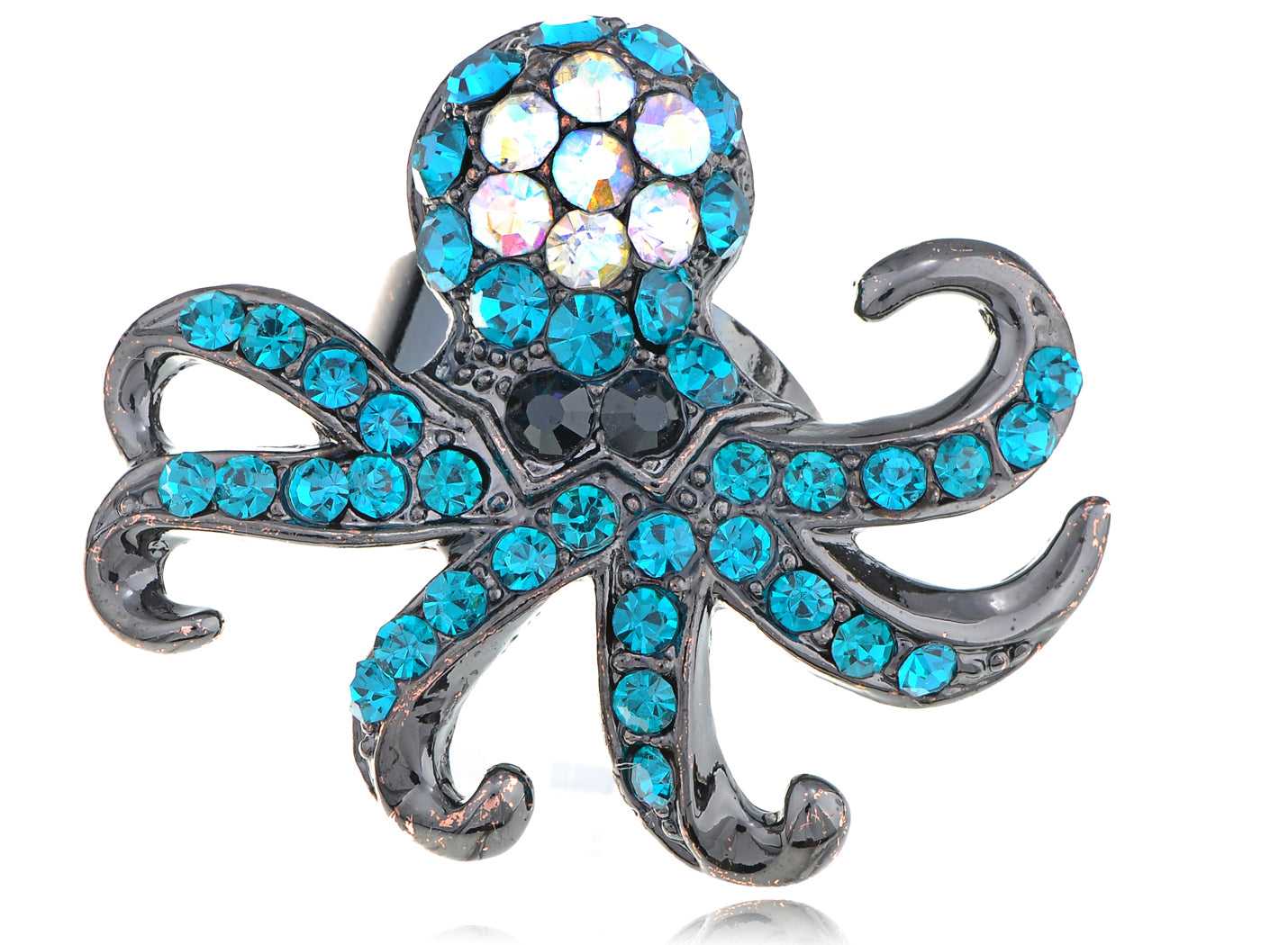 Gun Light Blue Nautical Octopus Ring