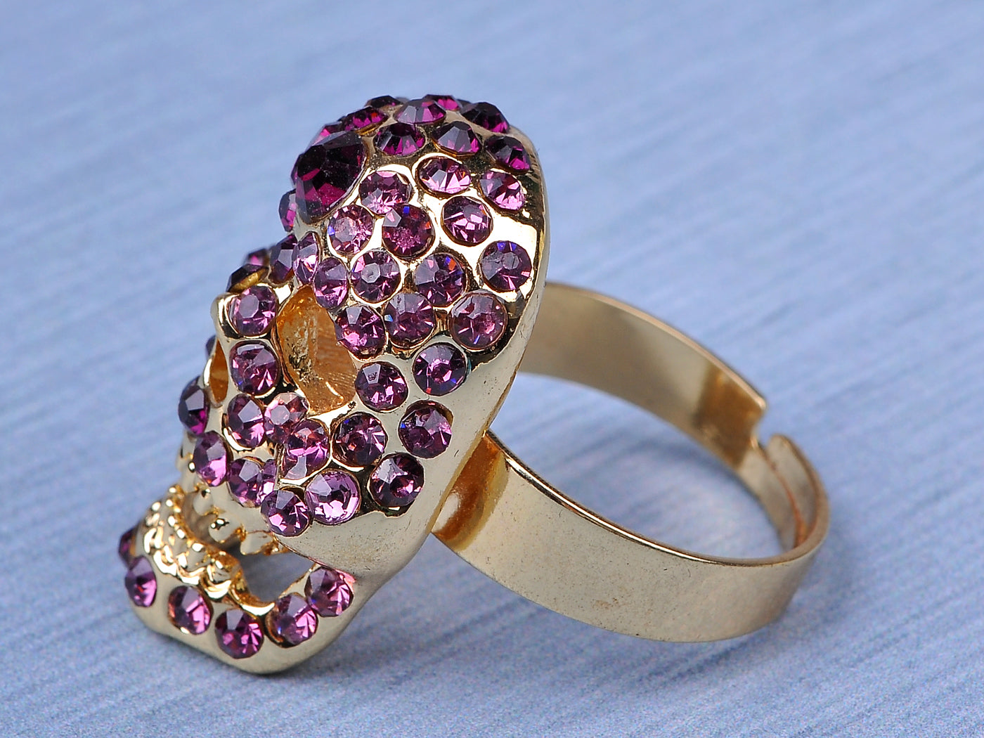 Stunning Amethyst Skull Head Jewelry Ring