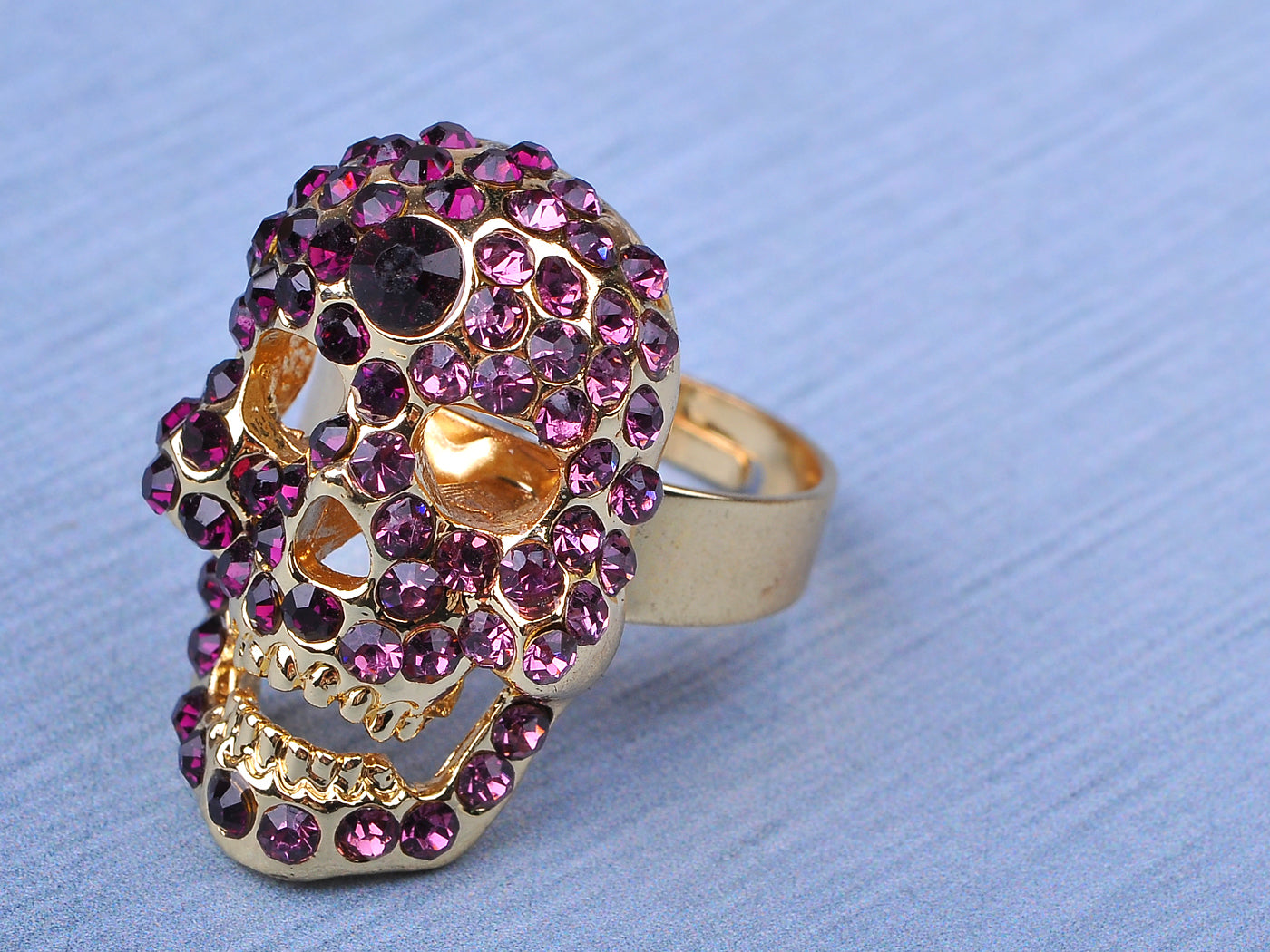 Stunning Amethyst Skull Head Jewelry Ring