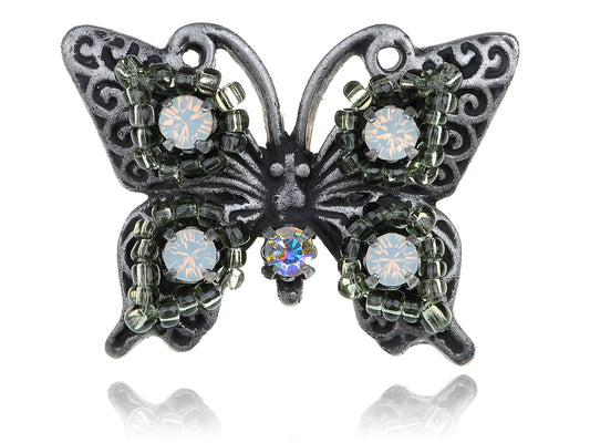 Opal Round Bead Butterfly Ring