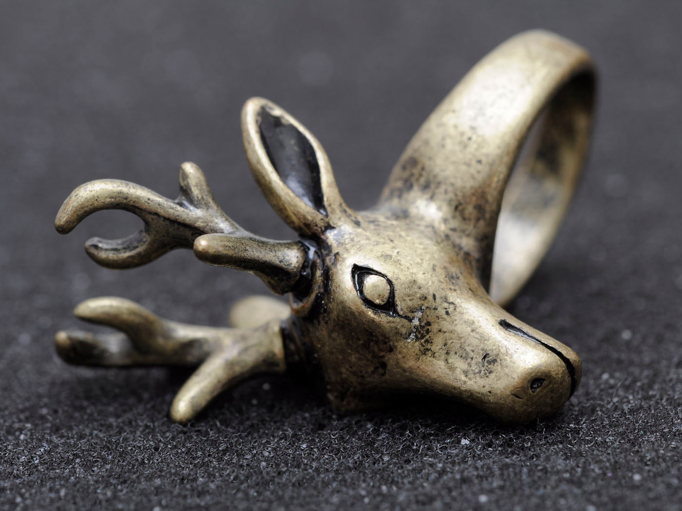 Unisex Antique Bronze Two Horn Reindeer Animal Easter Cosplay Ring
