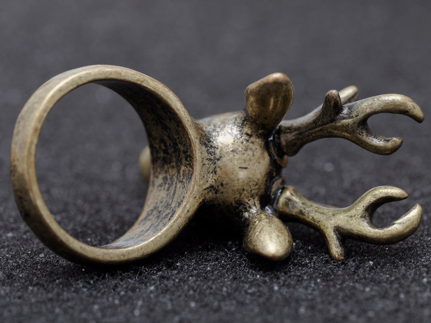 Unisex Antique Bronze Two Horn Reindeer Animal Easter Cosplay Ring