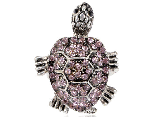 In Motion Arms Moving Pink Rose Tanzanite Turtle Finger Ring