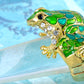 Toad Frog Enamel Green Blue Painted Sized Ring
