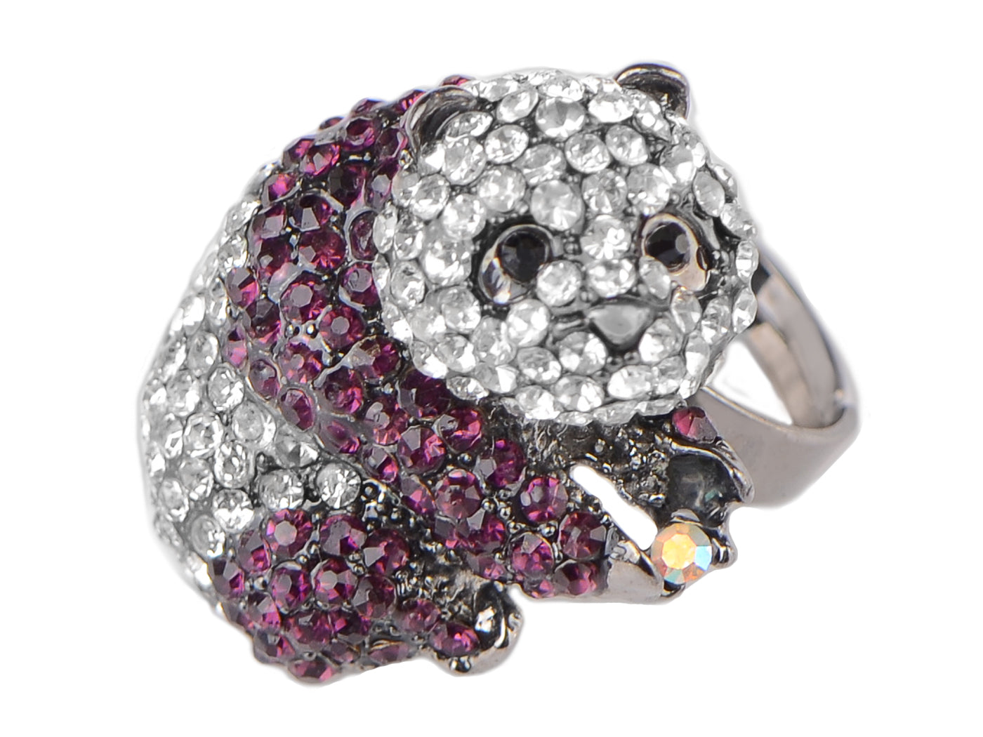 Purple Pearl Panda Bear Ring