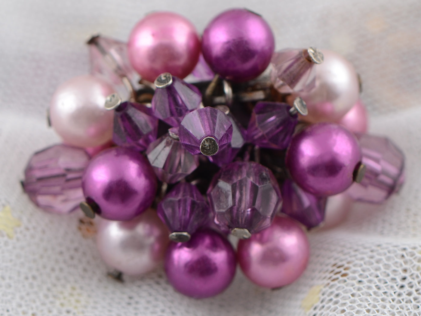 Antique Purple Pearl Bead Bouquet Ring