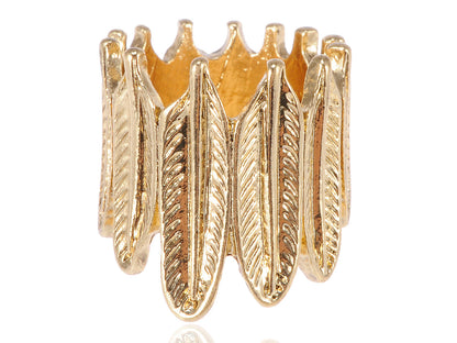 Contemporary Intricate Carved Linked Asymetrical Leaves Ring