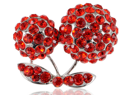 Red Cherry Cherries Stem Encrusted Ring
