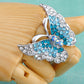 Light Blue Sparkle Flying Butterfly Hand Ring